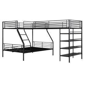 L-Shaped Metal Twin over Full Bunk Bed and Twin Size Loft Bed with Four Built-in Shelves 17 L-Shaped Metal Twin over Full Bunk Bed and Twin Size Loft Bed with Four Built-in Shelves