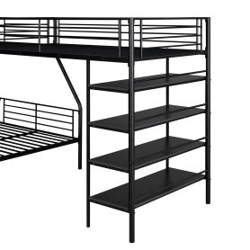 L-Shaped Metal Twin over Full Bunk Bed and Twin Size Loft Bed with Four Built-in Shelves 19 L-Shaped Metal Twin over Full Bunk Bed and Twin Size Loft Bed with Four Built-in Shelves
