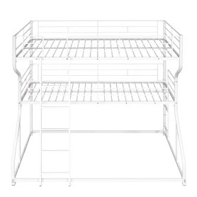 Full XL over Twin XL over Queen Size Triple Bunk Bed with Long and Short Ladder