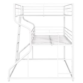 Full XL over Twin XL over Queen Size Triple Bunk Bed with Long and Short Ladder