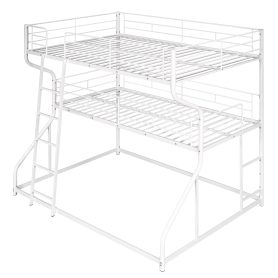 Full XL over Twin XL over Queen Size Triple Bunk Bed with Long and Short Ladder