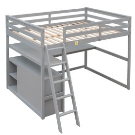 Full Size Loft Bed With Desk And Shelves, Two Built-in Drawers 26 Full Size Loft Bed With Desk And Shelves, Two Built-in Drawers
