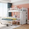 Twin Over Full Bunk Bed With Six Drawers And Flexible Shelves, Bottom Bed With Wheels