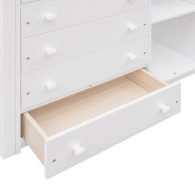 Twin Over Full Bunk Bed With Six Drawers And Flexible Shelves, Bottom Bed With Wheels