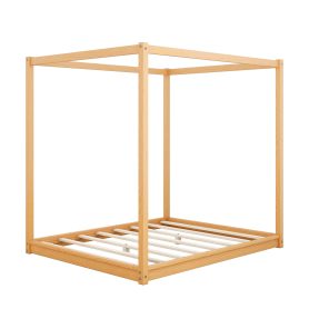 Queen Size Canopy Low Bed with Support Legs