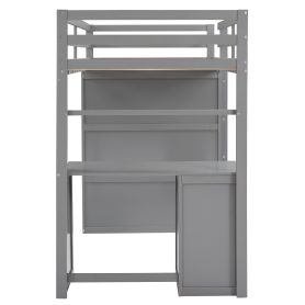 Twin Size Loft Bed With Drawers, Desk and Wardrobe