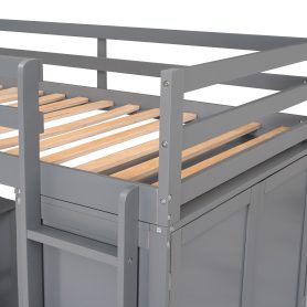 Twin Size Loft Bed With Drawers, Desk and Wardrobe
