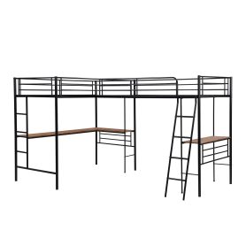 Twin Size Metal Loft Bed With Two Built-in Desks 24 Twin Size Metal Loft Bed With Two Built-in Desks