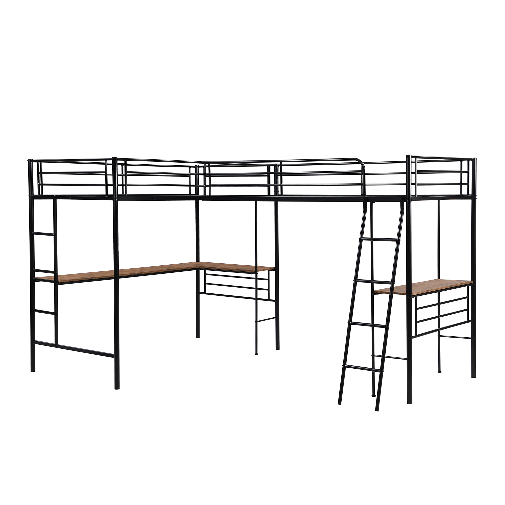 Twin Size Metal Loft Bed With Two Built-in Desks 12 Twin Size Metal Loft Bed With Two Built-in Desks