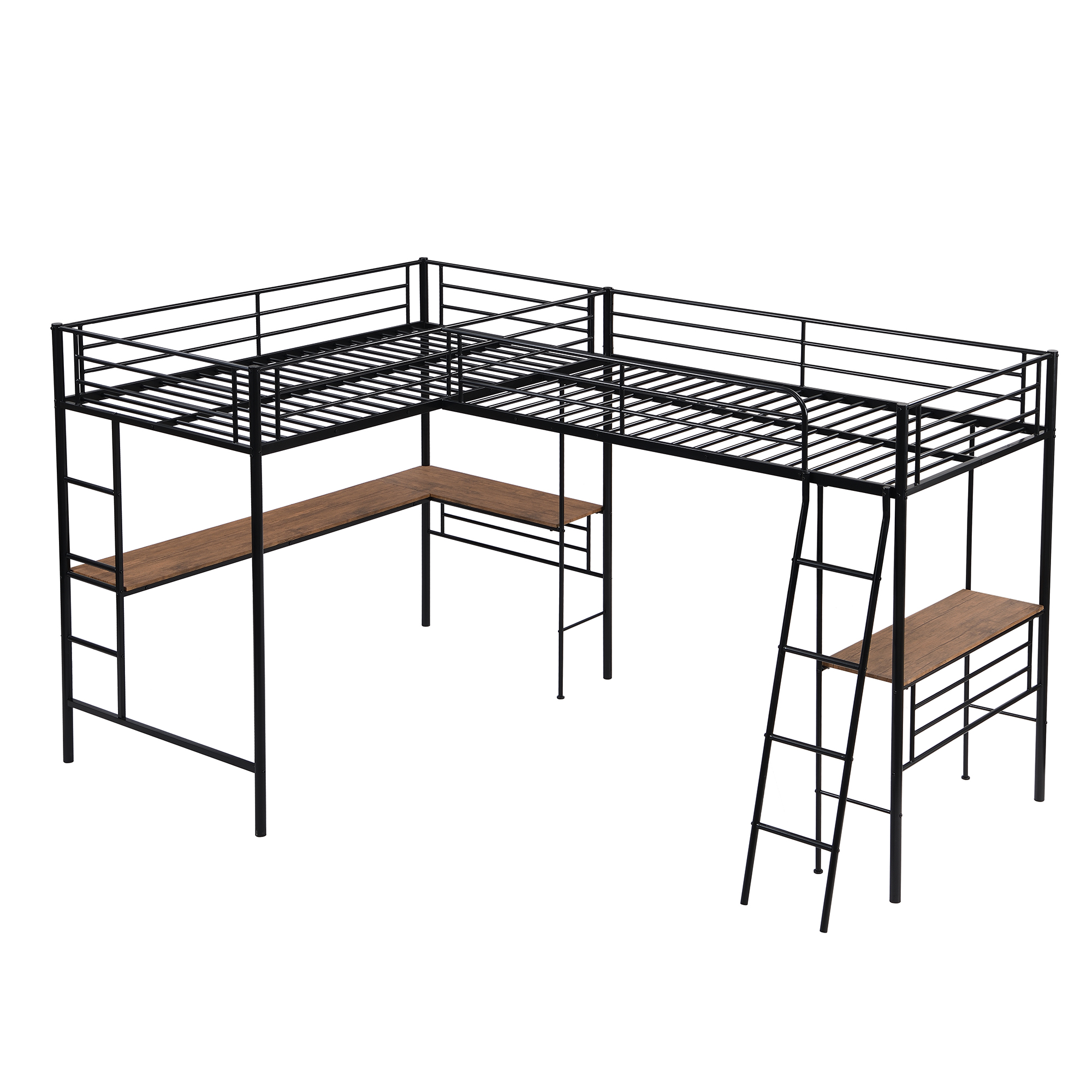 Twin Size Metal Loft Bed With Two Built-in Desks 10 Twin Size Metal Loft Bed With Two Built-in Desks