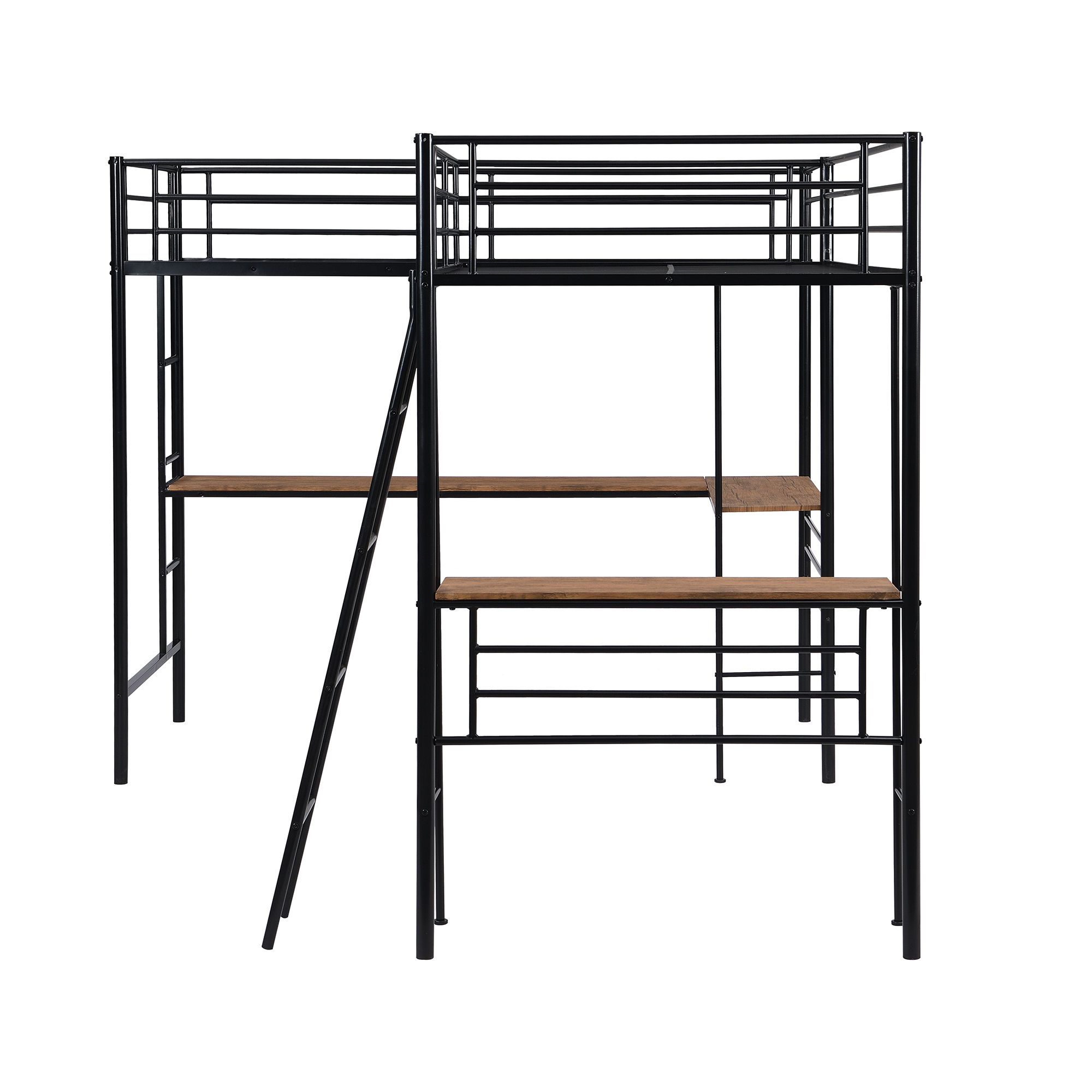 Twin Size Metal Loft Bed With Two Built-in Desks 14 Twin Size Metal Loft Bed With Two Built-in Desks
