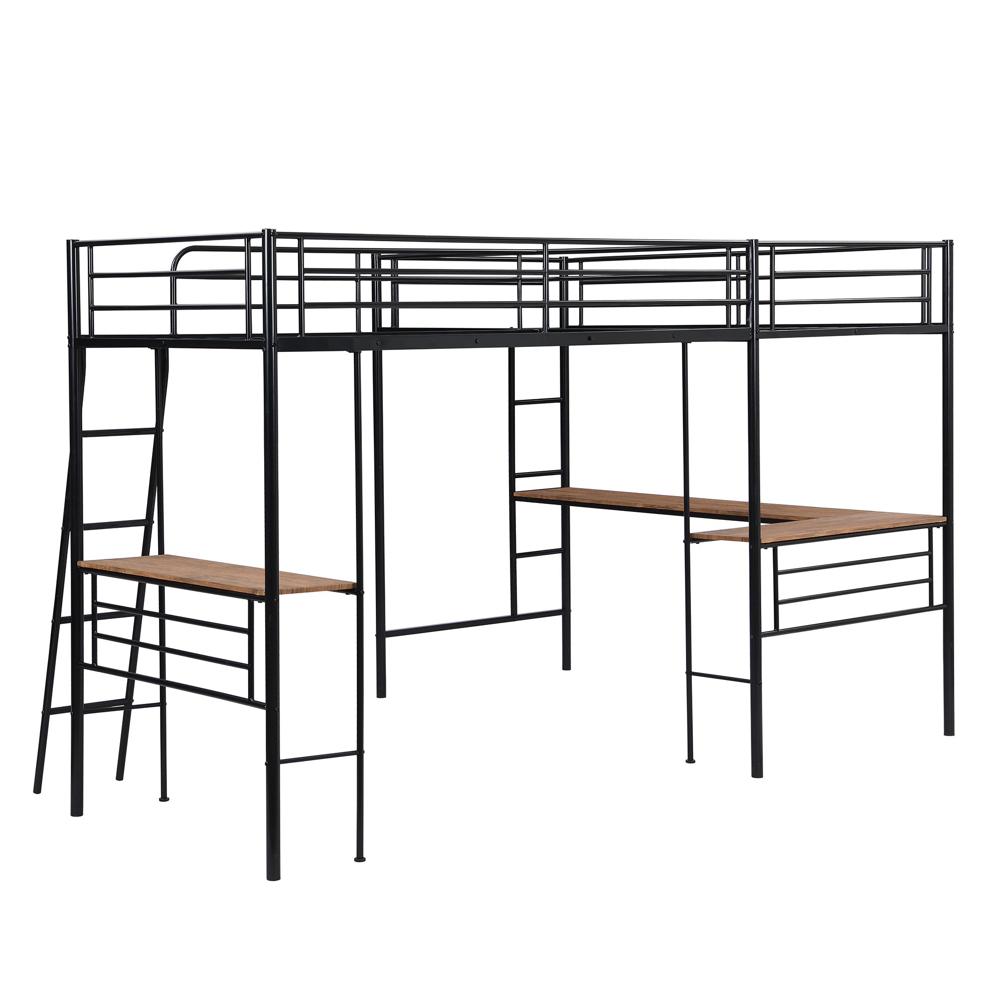 Twin Size Metal Loft Bed With Two Built-in Desks 11 Twin Size Metal Loft Bed With Two Built-in Desks
