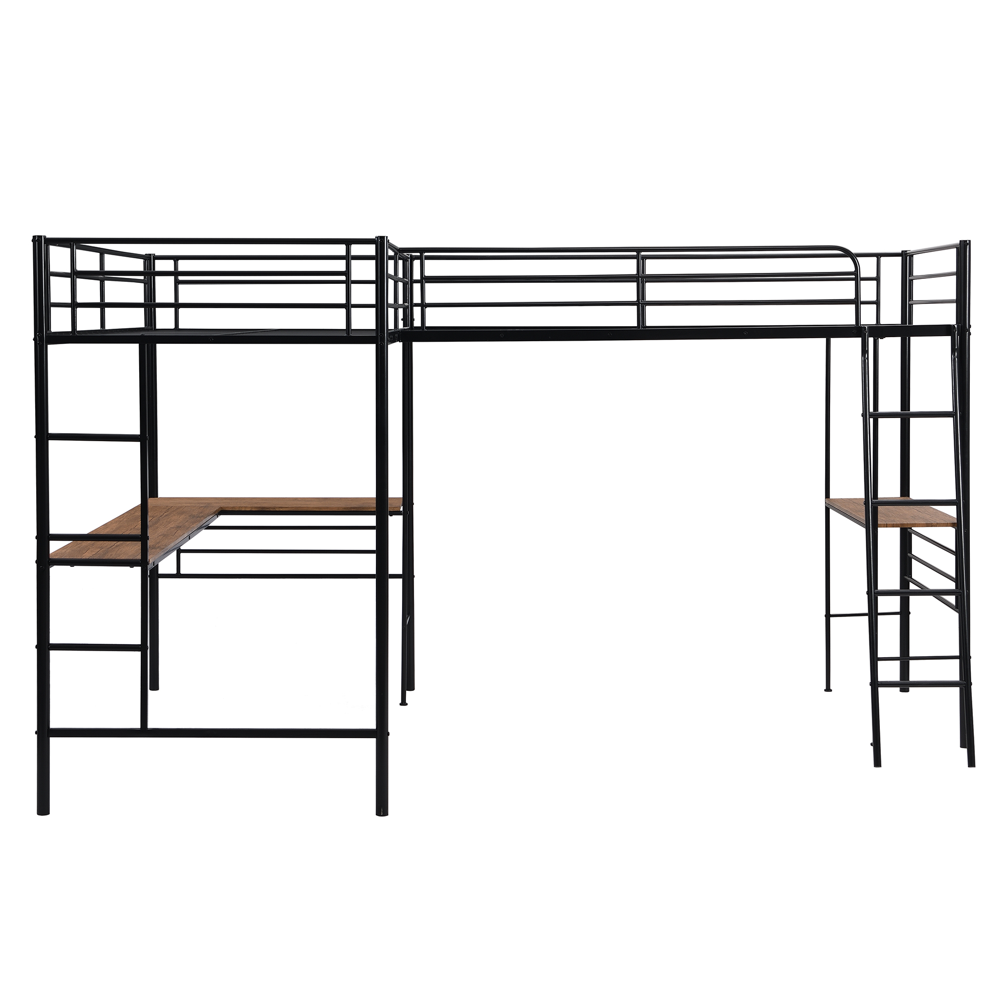 Twin Size Metal Loft Bed With Two Built-in Desks 13 Twin Size Metal Loft Bed With Two Built-in Desks