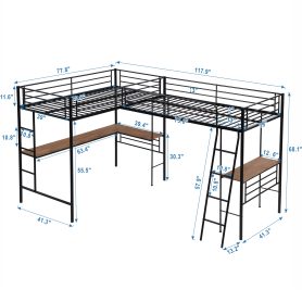 Twin Size Metal Loft Bed With Two Built-in Desks 19 Twin Size Metal Loft Bed With Two Built-in Desks