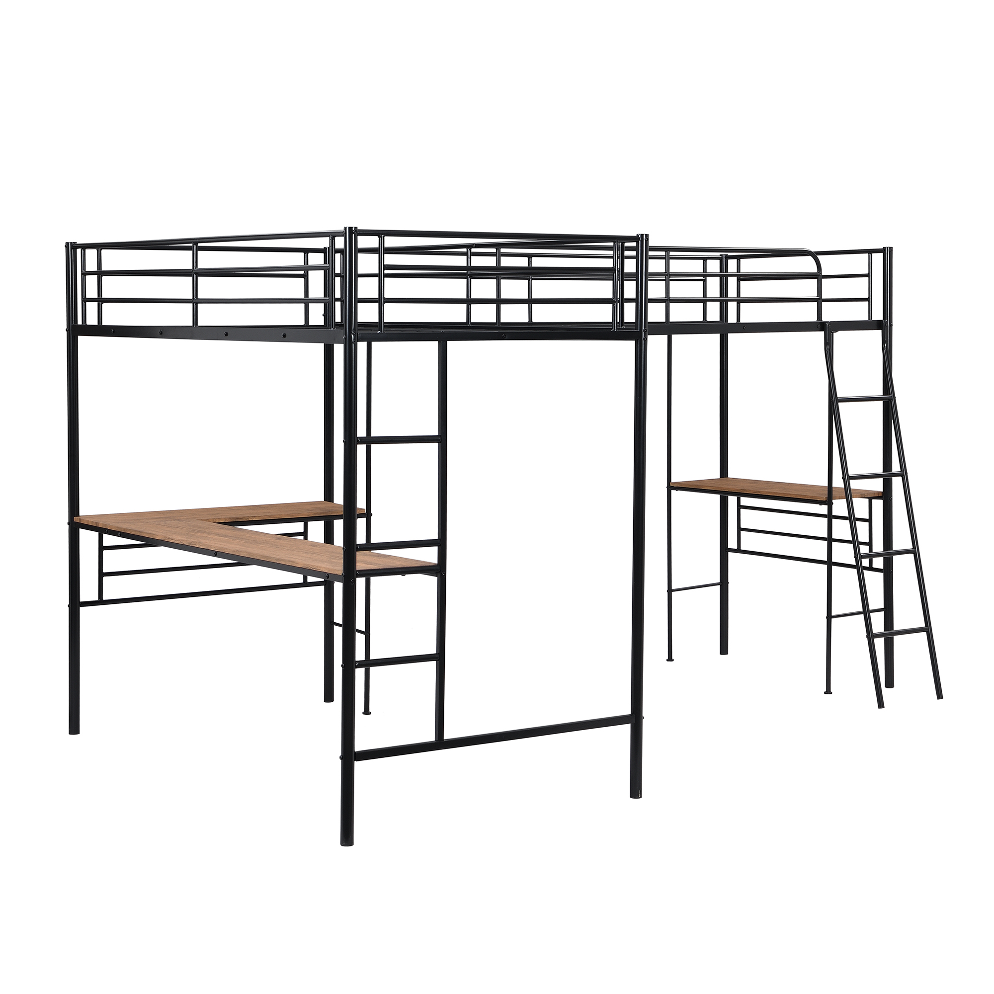 Twin Size Metal Loft Bed With Two Built-in Desks 15 Twin Size Metal Loft Bed With Two Built-in Desks