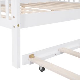Wooden Full Size House Bed with Trundle
