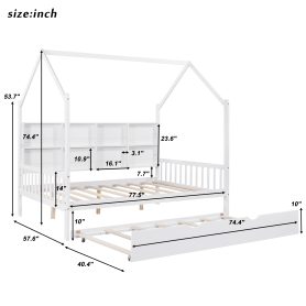 Wooden Full Size House Bed with Trundle