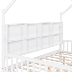 Wooden Full Size House Bed with Trundle