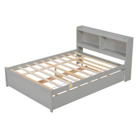 Full Size Platform Bed With Trundle and Bookcase