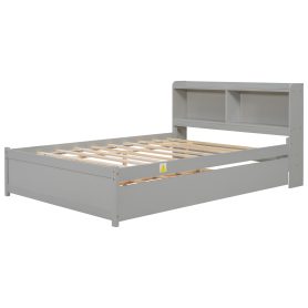Full Size Platform Bed With Trundle and Bookcase