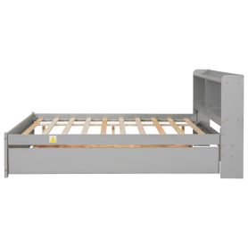 Full Size Platform Bed With Trundle and Bookcase