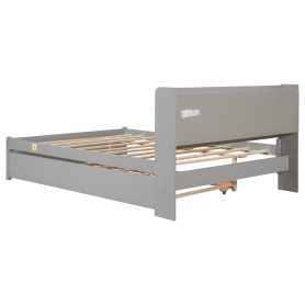 Full Size Platform Bed With Trundle and Bookcase