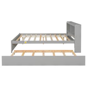 Full Size Platform Bed With Trundle and Bookcase