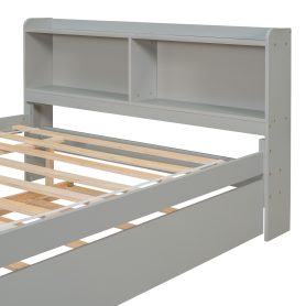Full Size Platform Bed With Trundle and Bookcase