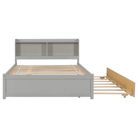 Full Size Platform Bed With Trundle and Bookcase