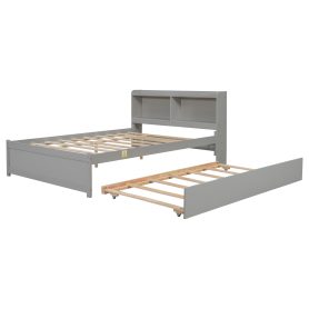 Full Size Platform Bed With Trundle and Bookcase