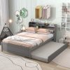 Full Size Platform Bed With Trundle and Bookcase