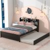 Full Size Bed with Trundle and Bookcase Headboard