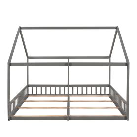 House Shape Twin Size Low Platform Beds, Two Shared Beds
