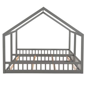 House Shape Twin Size Low Platform Beds, Two Shared Beds