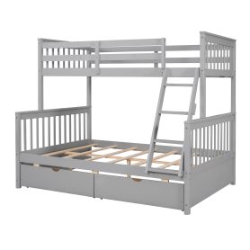 Twin Over Full Bunk Bed with Ladders and Two Storage Drawers