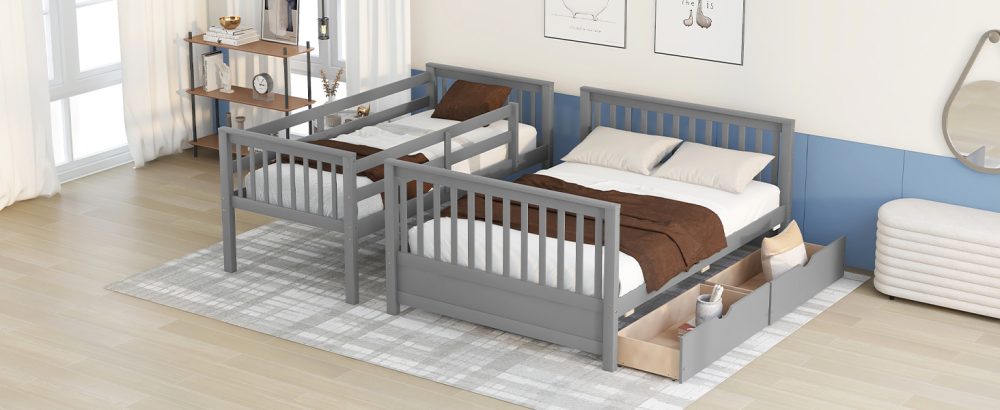 Twin Over Full Bunk Bed with Ladders and Two Storage Drawers - Cool ...