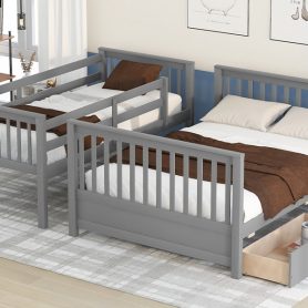 Twin Over Full Bunk Bed with Ladders and Two Storage Drawers