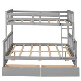Twin Over Full Bunk Bed with Ladders and Two Storage Drawers