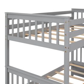 Twin Over Full Bunk Bed with Ladders and Two Storage Drawers