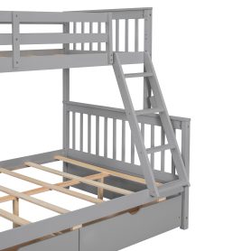 Twin Over Full Bunk Bed with Ladders and Two Storage Drawers