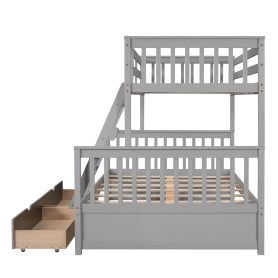 Twin Over Full Bunk Bed with Ladders and Two Storage Drawers