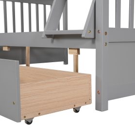 Twin Over Full Bunk Bed with Ladders and Two Storage Drawers