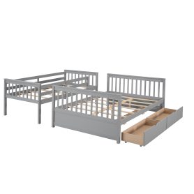 Twin Over Full Bunk Bed with Ladders and Two Storage Drawers