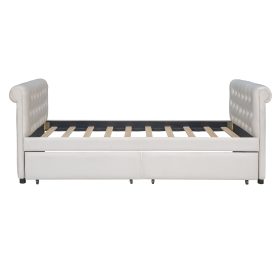 Upholstered Twin Size Daybed With Drawers