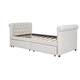 Upholstered Twin Size Daybed With Drawers
