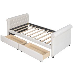 Upholstered Twin Size Daybed With Drawers