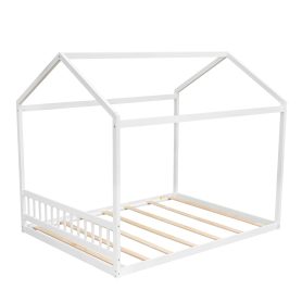 Queen Size Wooden House Bed with Headboard