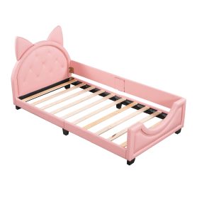 Twin Size Upholstered Daybed with Bunny Ears Headboard