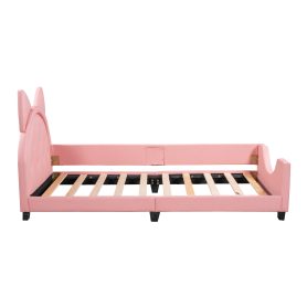 Twin Size Upholstered Daybed with Bunny Ears Headboard