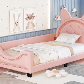 Twin Size Upholstered Daybed with Bunny Ears Headboard